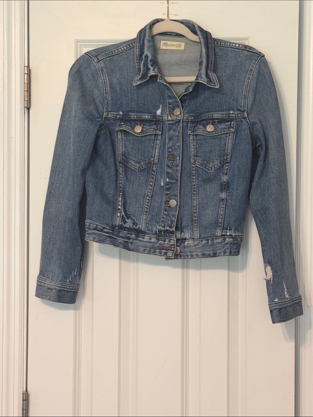 Madewell Medium Blue Distressed Denim Jacket